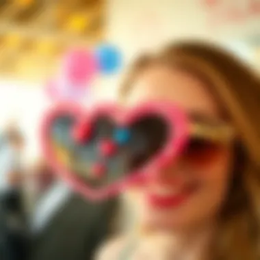 Stylish heart-shaped sunglasses adorned with playful embellishments