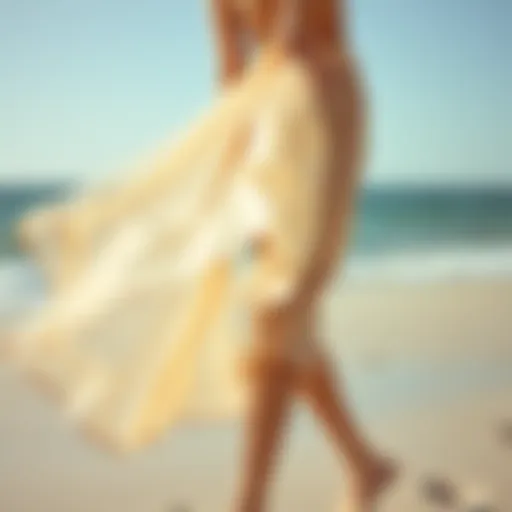 Elegance in Motion: The Sheer Beach Skirt A stunning sheer beach skirt flowing in the breeze