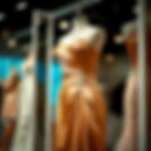 Elegant strappy party dress showcased on a mannequin