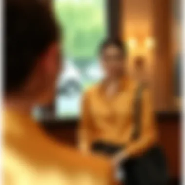 Sophisticated Styling for Formal Occasions Fashionable outfit showcasing a gold long sleeve blouse styled for a formal event