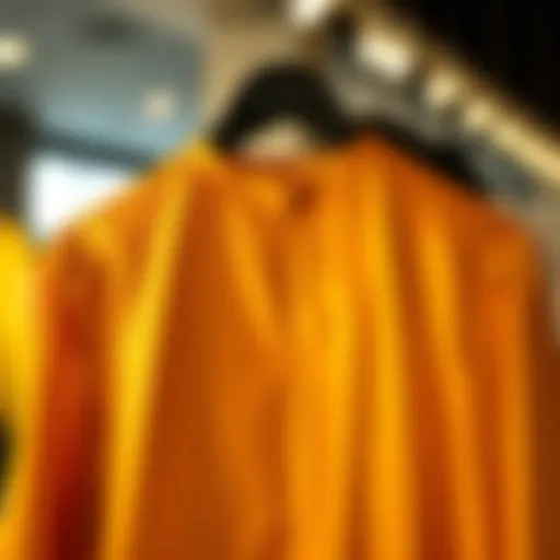 Elegant Presentation of the Gold Blouse Gleaming gold long sleeve blouse on a stylish hanger