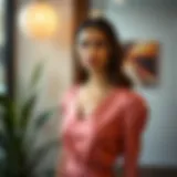 Elegant V Neck Design in Fashion Elegant V Neck Cinched Waist Dress in a Contemporary Setting