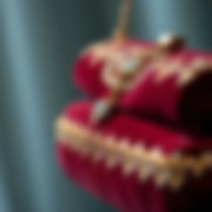 Intricate Craftsmanship of Velvet Evening Bags Close-up of intricate craftsmanship detailing on a velvet evening bag