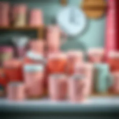 Aesthetic Collection of Mugs Collection of various pink travel coffee mugs arranged aesthetically