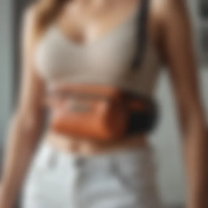 Close-up of a trendy fanny pack highlighting its functional compartments