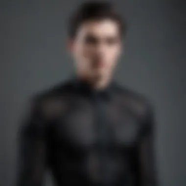 Stylish Representation of Black Mesh Shirt Stylish black mesh shirt showcased on a mannequin