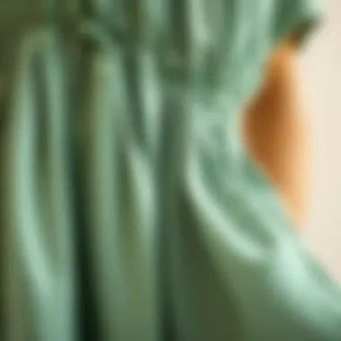 Close-up of lightweight fabric of a midi dress