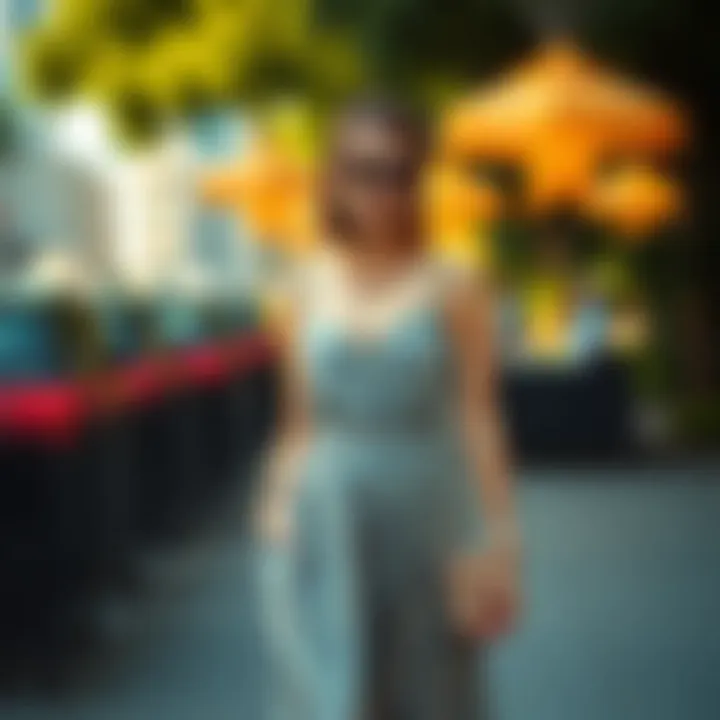 Stylish accessorized casual midi dress ensemble