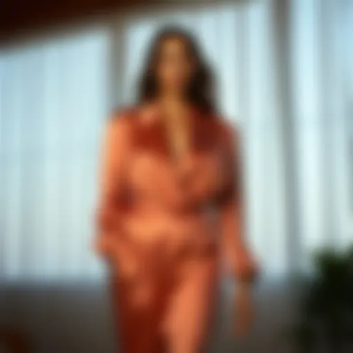 Sophisticated Satin Ensemble Sophisticated satin ensemble showcasing elegant draping