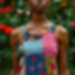 A vibrant patchwork tank top showcasing diverse fabric patterns