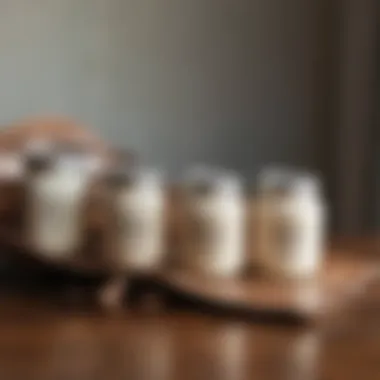 Travel size cream jars displayed in a stylish travel bag