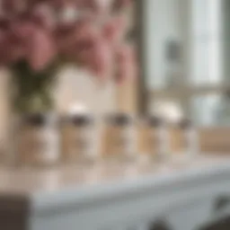 Elegant travel size cream jars arranged aesthetically on a vanity