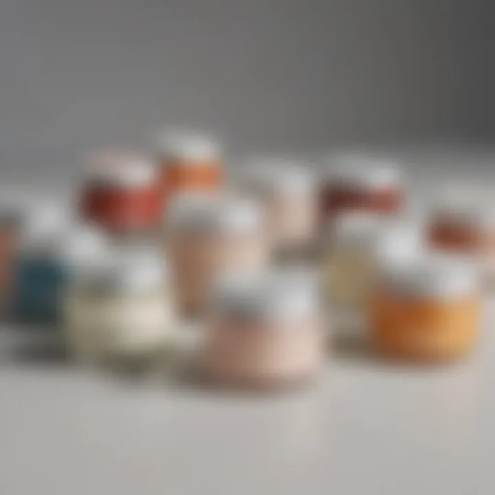 Variety of travel size cream jars showcasing unique designs and textures