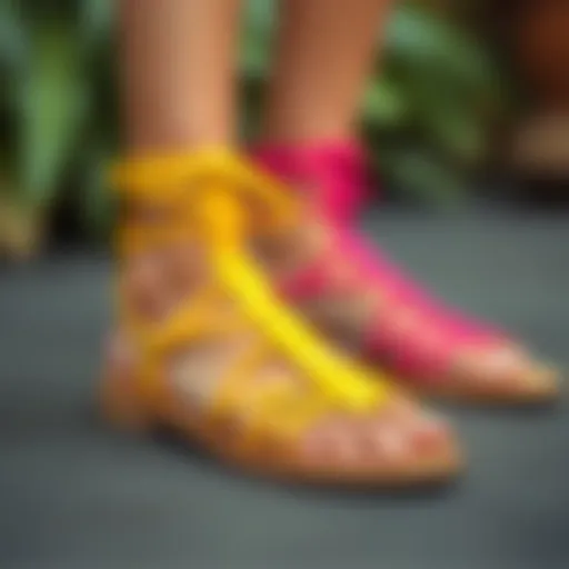 Elegant strappy sandals in vibrant colors