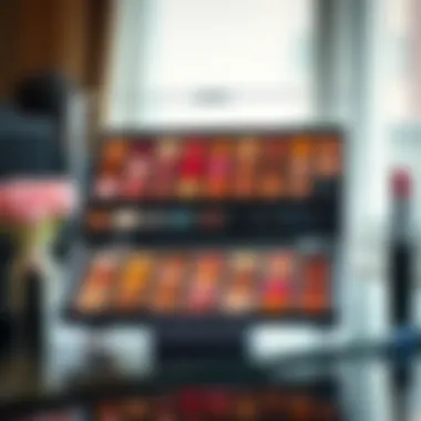 Elegant Palette Holder Display Elegant eyeshadow palette holder showcasing an array of colors