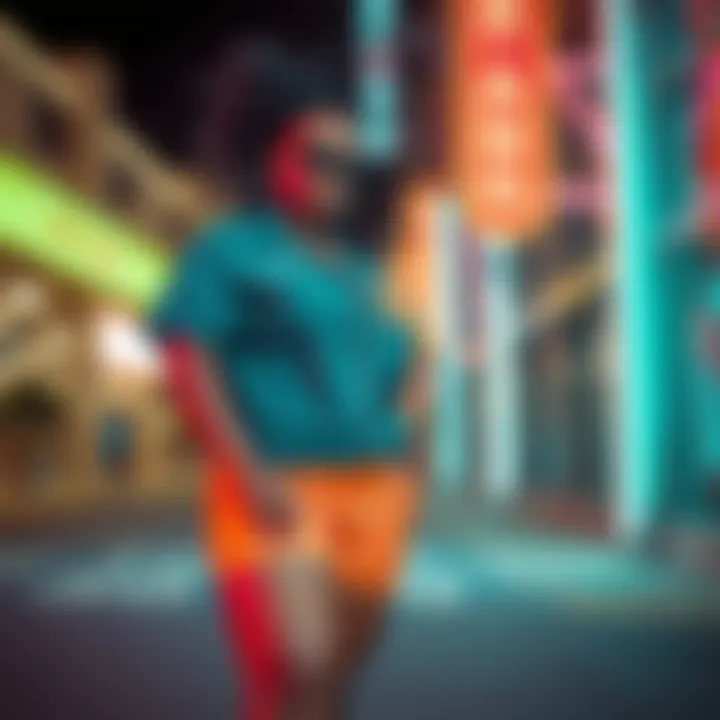 Cultural Significance of Neon Fashion A fashion-forward setting emphasizing the cultural significance of neon colors.