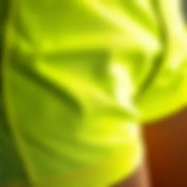 Quality Fabric of Neon Biker Shorts Close-up of fabric texture highlighting comfort and quality.