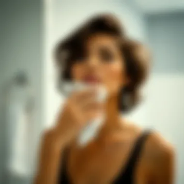 Individual using underarm wipes for freshening up