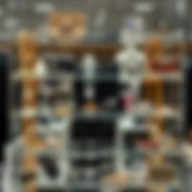 Fashion Accessories on Acrylic Shelf Stylish clear acrylic display shelf showcasing an array of fashion accessories