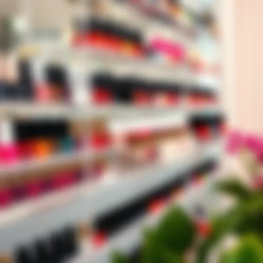 Stylish acrylic shelf displaying a vibrant nail polish collection