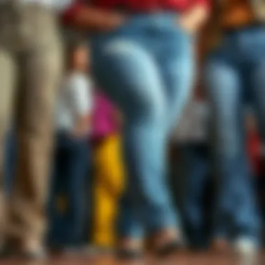 A variety of plus size loose fit jeans showcasing different colors and styles.